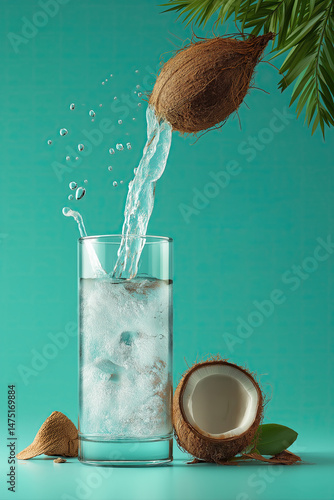 Pouring Fresh Coconut Water Poster for World Coconut Day