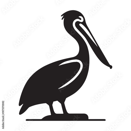 Ocean-bound Pelican silhouette, effortless movement – Pelican illustration – Minimalist Pelican vector – Bird silhouette

