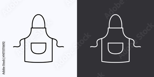 Chef Apron Icon – Vector Outline – Black and White Preview