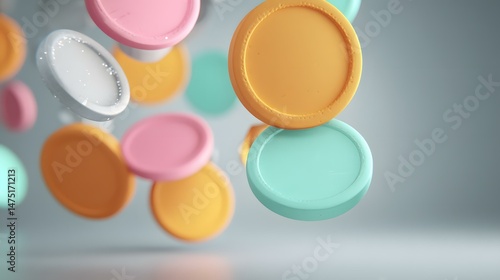 scattered randomly on neutral background