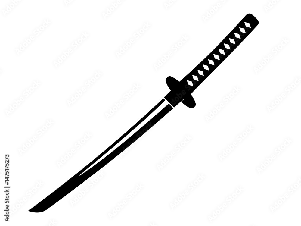 Naklejka premium Japanese sword on a white background