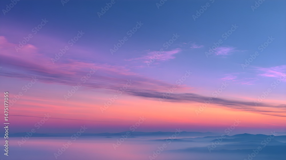 Obraz premium Radiant Afterglow Sky Composition with Luminous Clouds Transitioning at Dusk – Immersive Visual for Digital Wellness and Metaverse Branding