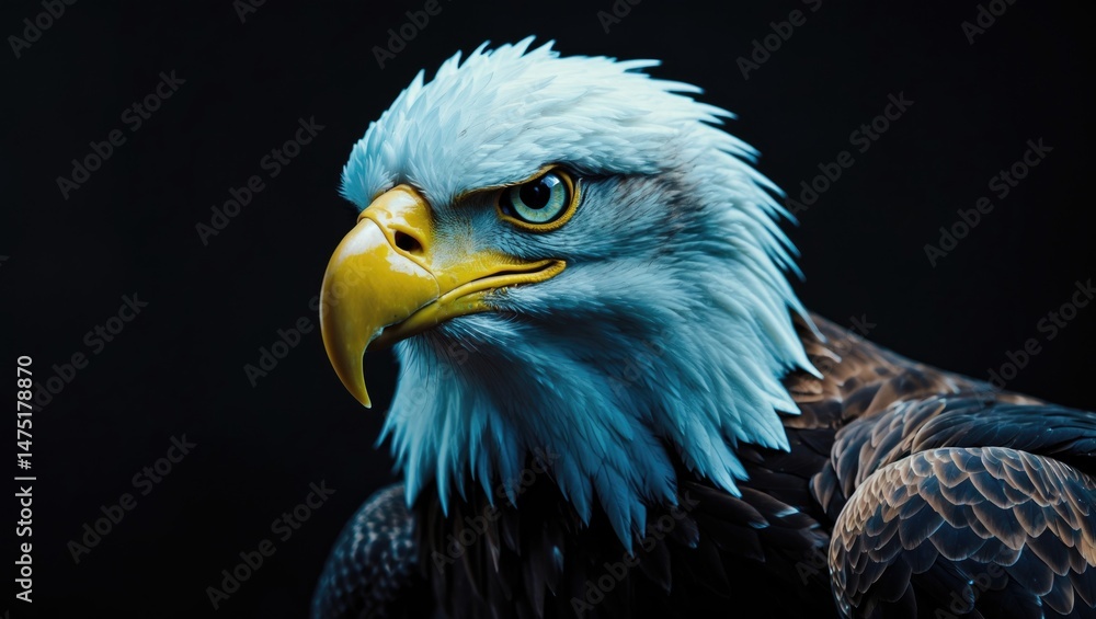 Obraz premium Bald Eagle illustration featured on a black surface