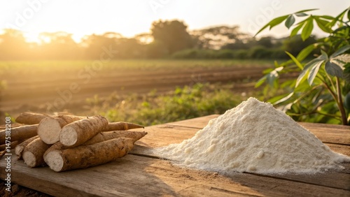 Golden Hour Cassava Roots to Flour, Agriculture, Farming, Food Production, Cassava Flour, Sunset Cassava, Agriculture