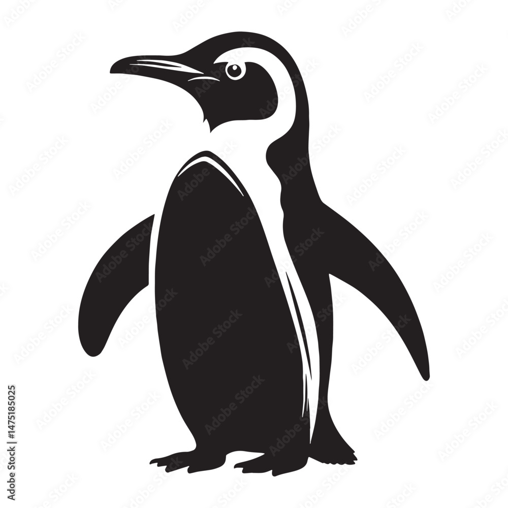 Fototapeta premium Winter Penguin silhouette, cold and determined – Penguin illustration – Minimalist Penguin vector – Bird silhouette