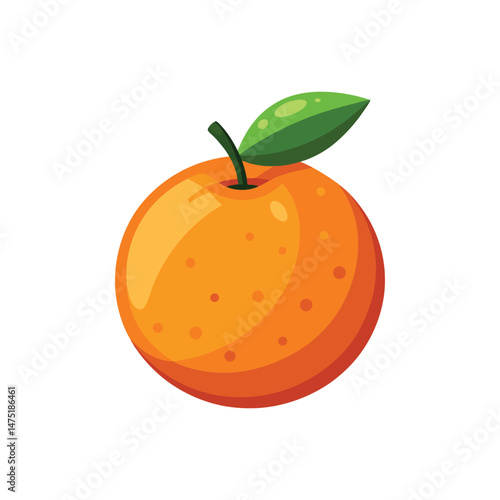 Illustration of Fresh Orange with Green Leaf