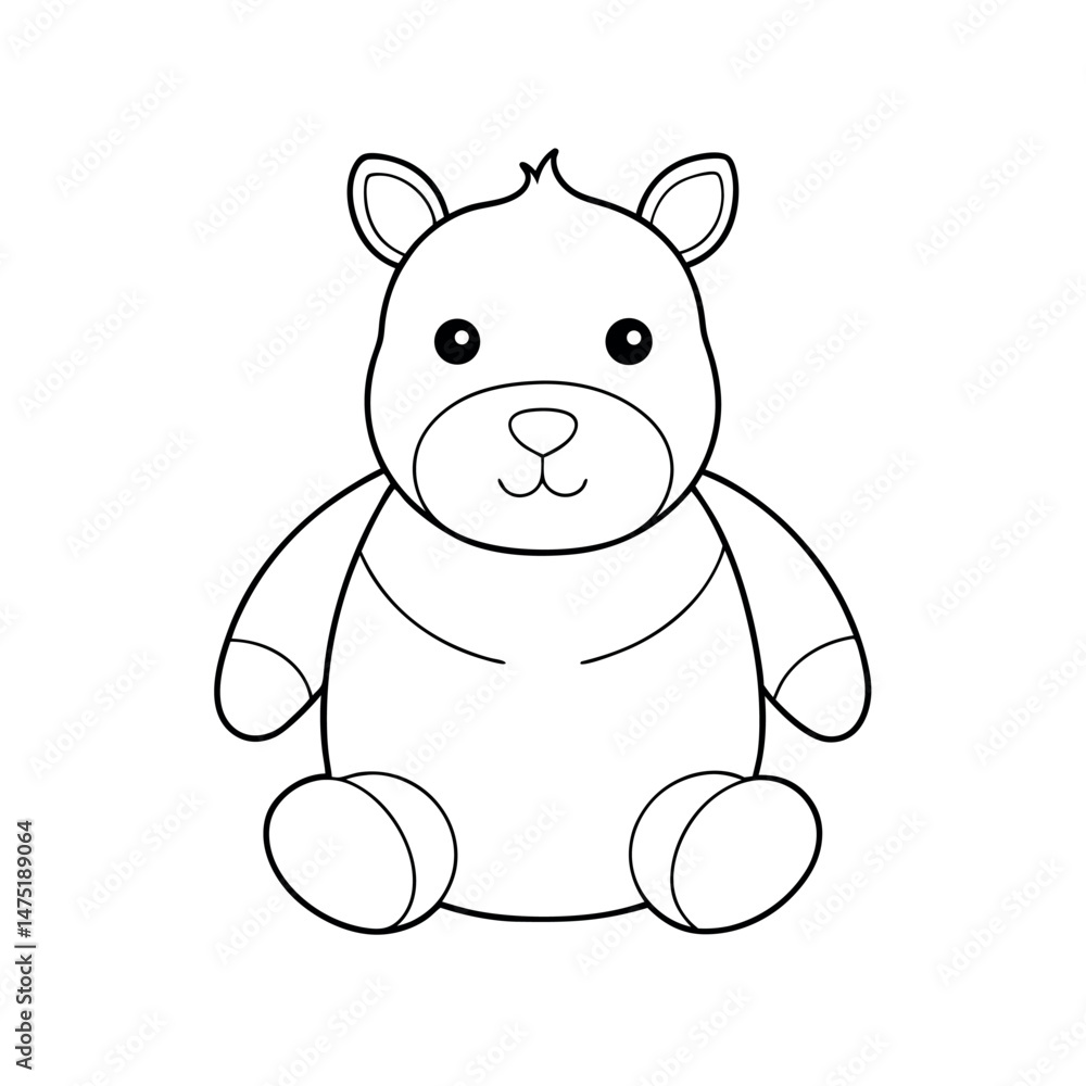 Obraz premium Plush Animal Outline Line Art Vector Drawing