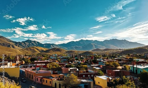 Majestic Mountain View Over Colorful Mexican Town