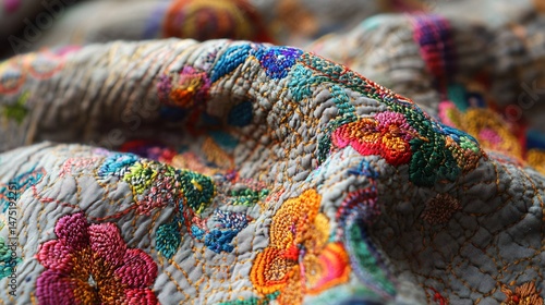 Wallpaper Mural Handwoven Nakshi Kantha Features Vibrant Colors Torontodigital.ca