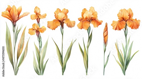 Wallpaper Mural Vibrant Watercolor Illustration of Iris Flowers - Botanical Floral Art Torontodigital.ca