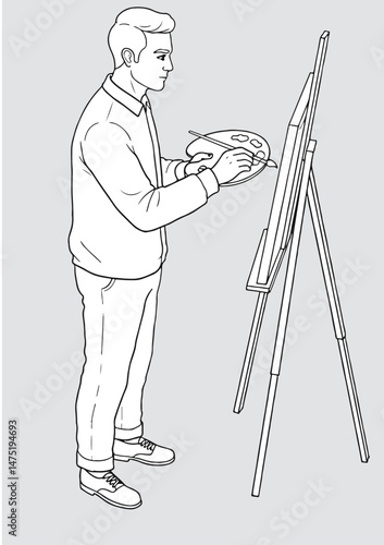 artist with easel_Axonometric view