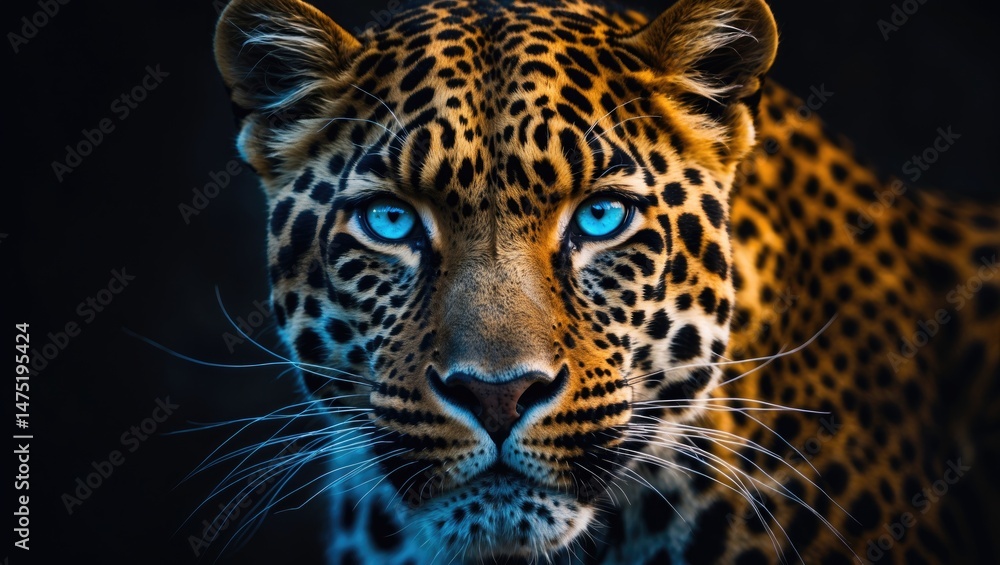 Angry large leopard in a close-up view, isolated on a background Angry large leopard in a close-up view, isolated on a background