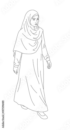 Arab women walking Axonometric view