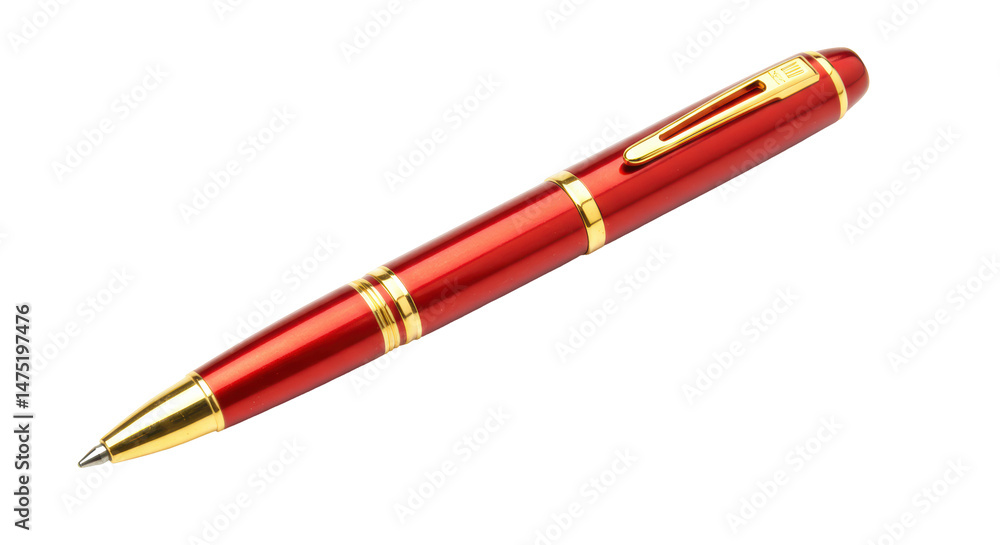 Isolated Red and Gold Ballpoint Pen Isolated Red and Gold Ballpoint Pen