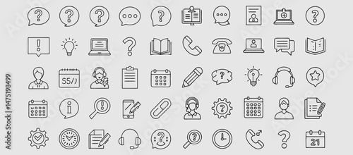 Set of Question and Confusion Related Line Icons. Outline Symbol Collection, Editable Stroke. speech bubble question mark icon sign vector.