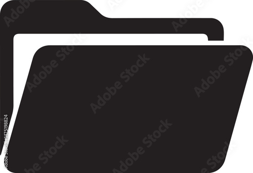 Folder Icon Silhouette Black Vector | Simple File & Document Storage Icon