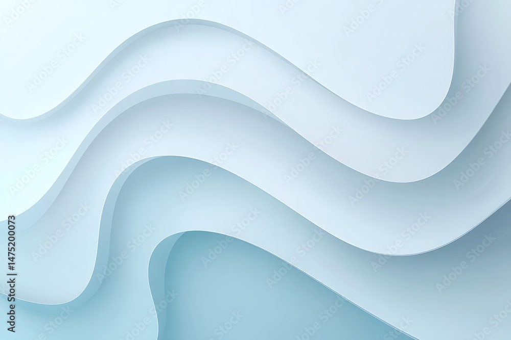 Obraz premium Abstract Light Blue and White Paper Cut Waves Background with Depth