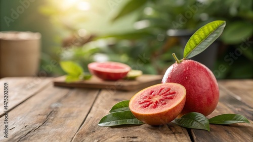 Red Guava on Rustic Wood St...