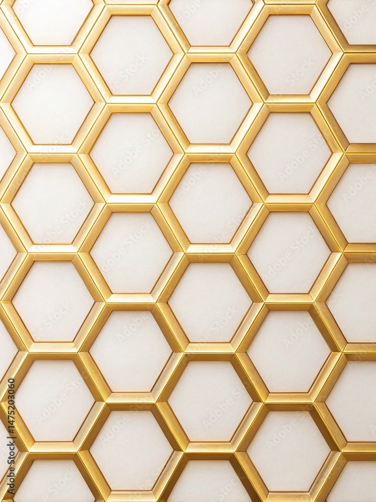 Obraz premium Abstract geometric hive pattern featuring subtle gold gradient for World Bee Day celebration