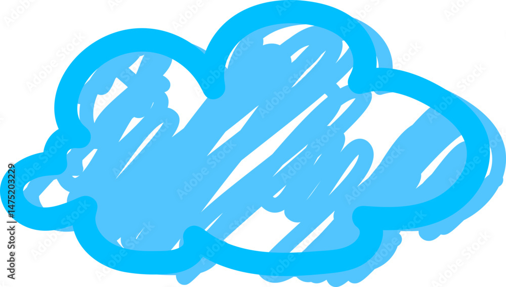 Fototapeta premium Abstract blue hand-drawn cloud shape