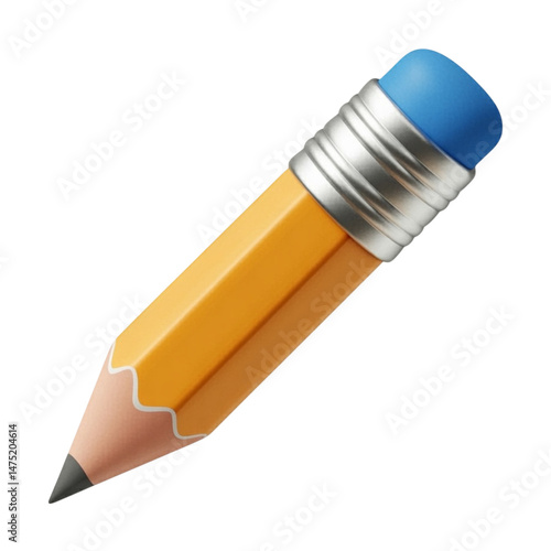 Simple yellow pencil with blue eraser on black background isolated close up