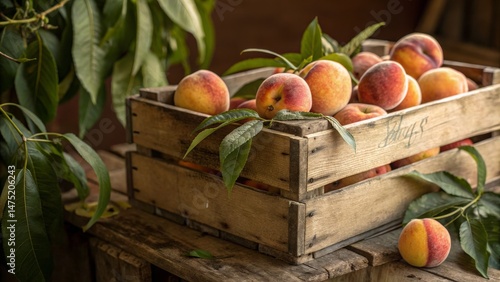 Rustic Wooden Crate of Peac...