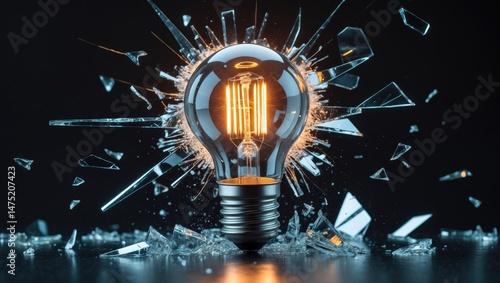 Freeze the dynamic explosion on a black surface. Conceptualizing new ideas and brainstorming sessions.