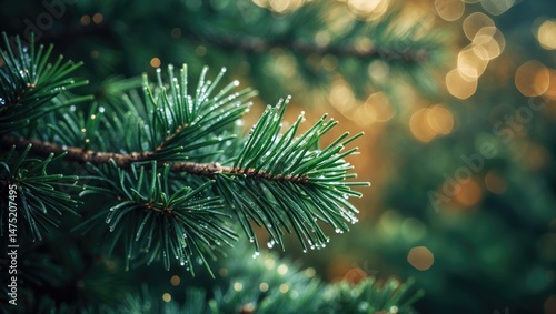 Abstract winter scene with pine, fir, and spruce branches highlighting seasonal texture and celebration themes