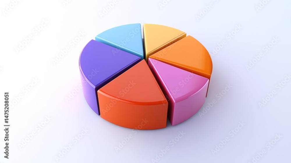 Obraz premium A visually appealing D pie chart featuring interactive segments, where colors change upon hovering, symbolizing a modern approach to data representation.