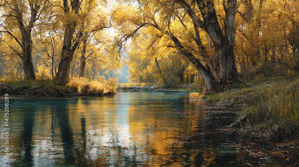 Fototapeta premium Riverside Trees In