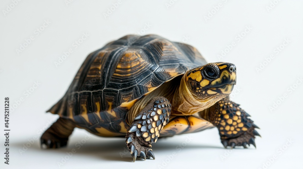 Fototapeta premium Turtle isolated on white background. Reptile species or tortoise. ( Clipping path )