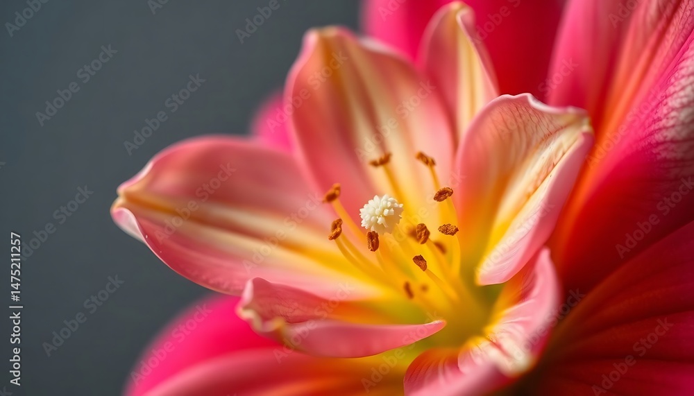 close up of a pink and yellow flower close up of a pink and yellow flower