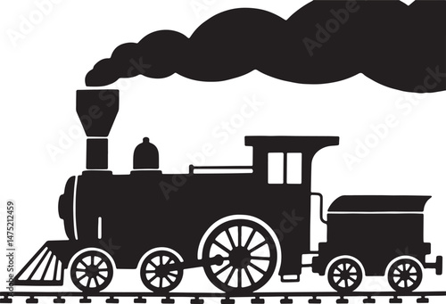 Train silhouette, Vintage retro train silhouette vector illustration