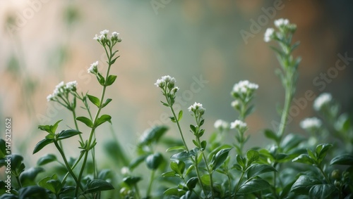 Wallpaper Mural Detailed view of basil blossoms with a background out of focus Torontodigital.ca