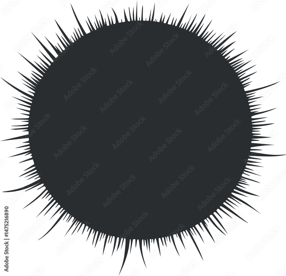 Fototapeta premium Abstract black circle with spiked edges creating a decorative frame or border design