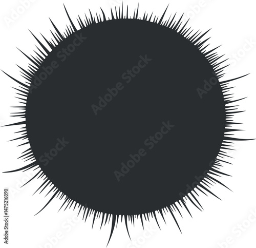 Abstract black circle with spiked edges creating a decorative frame or border design