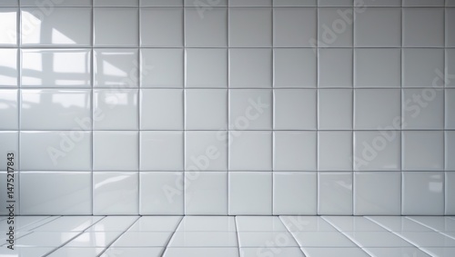 Wallpaper Mural Clean white tiled wall with textured grid background for modern interior spaces Torontodigital.ca