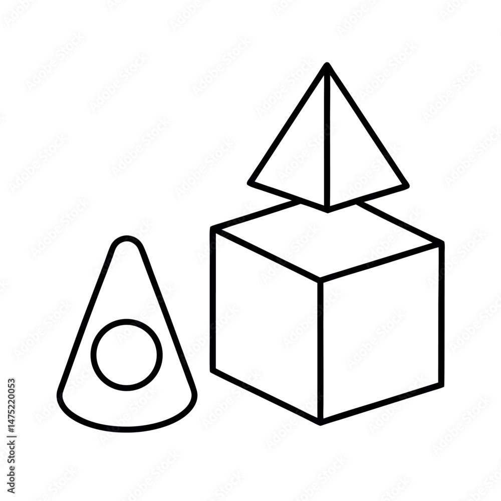 Fototapeta premium Shape Sorter Toy Outline Line Art Vector Drawing