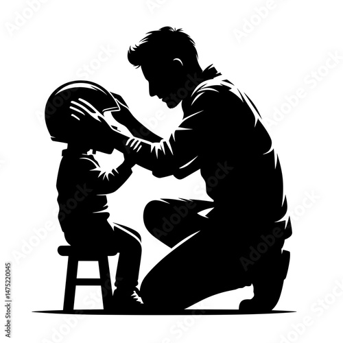 Father Comforting Child Against White Background
