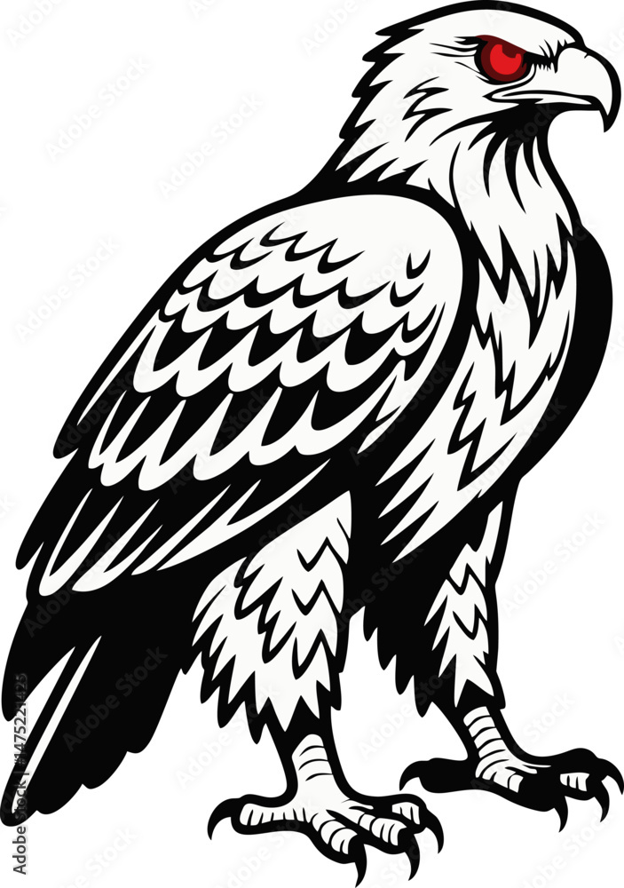 Fierce Red-eyed eagle in Bold Black Vector Style Fierce Red-eyed eagle in Bold Black Vector Style