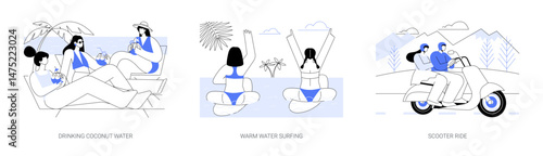 Summer holiday activities isolated cartoon vector illustrations se