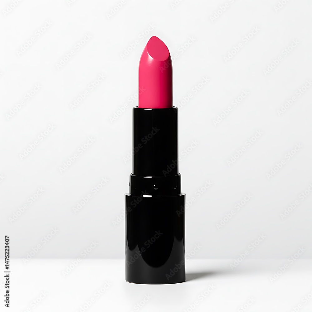 Close up of a pink lipstick with black tube isolated on white background Close up of a pink lipstick with black tube isolated on white background