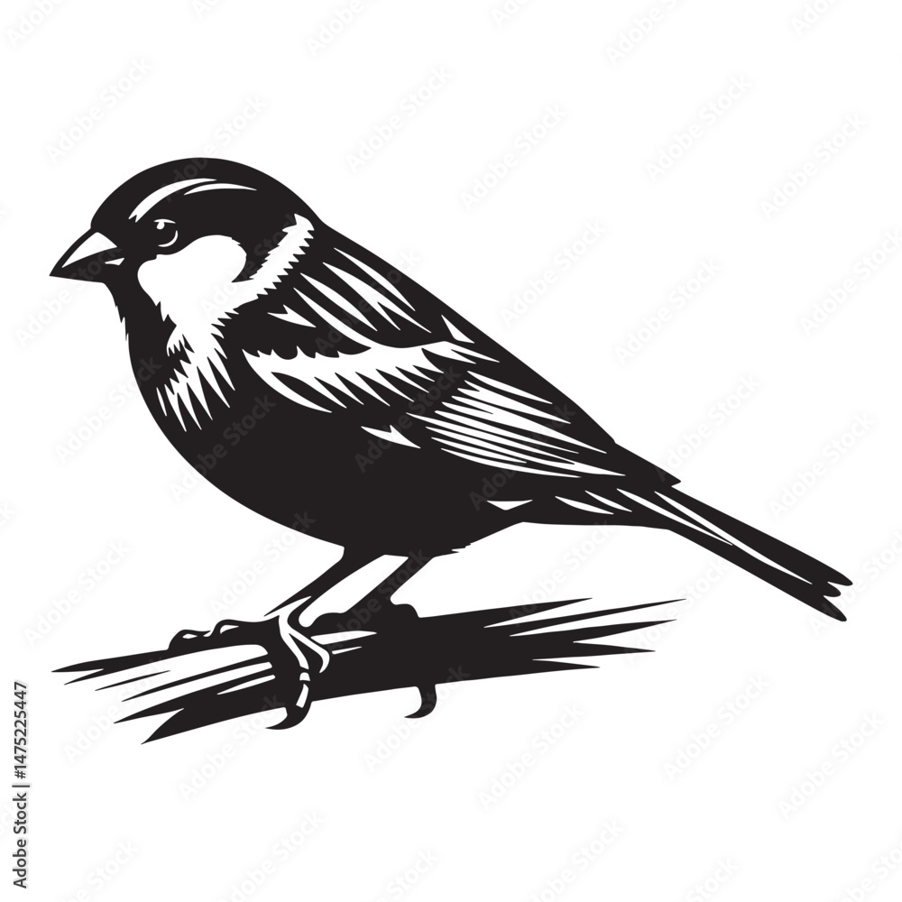 Naklejka premium Flitting Sparrow silhouette, free and wild – Sparrow illustration – Minimalist Sparrow vector – Bird silhouette