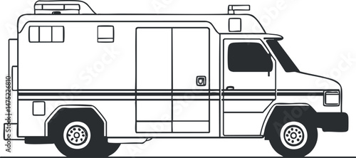 Side view of a camper van motorhome designed for travel and recreational road trips
