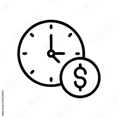 Clock and Dollar Sign Representing Time and Money  
