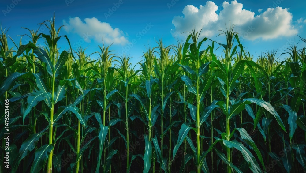 Zoomed-in perspective of corn stalks and leaves Zoomed-in perspective of corn stalks and leaves