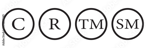 Copyright, registered and trademark symbol. intellectual property icon set. transparent png and vector illustration.