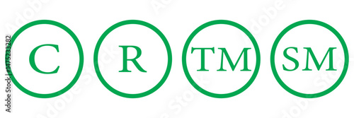 Copyright, registered and trademark symbol. intellectual property icon set. transparent png and vector illustration.