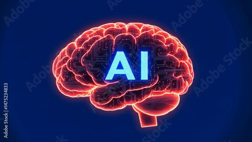 the concept of artificial intelligence to help the human brain and unlock potential and limitless possibilities. Together with the brain, AI can revolutionize our future, the brain shines and explodes