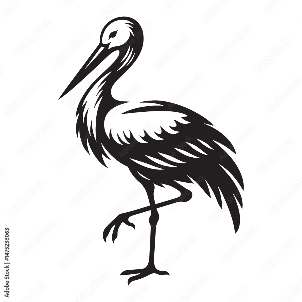 Soaring Stork silhouette with wings extended – Stork illustration – Minimalist Stork vector – Bird silhouette
Soaring Stork silhouette with wings extended – Stork illustration – Minimalist Stork vector – Bird silhouette